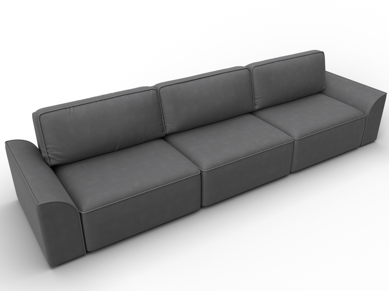 Диван прямой Лига-048 НПБ Лонг, Замша, JOLY 13 серый