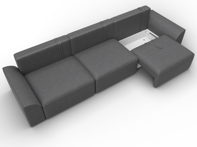 Диван прямой Лига-048 НПБ Лонг, Замша, JOLY 13 серый