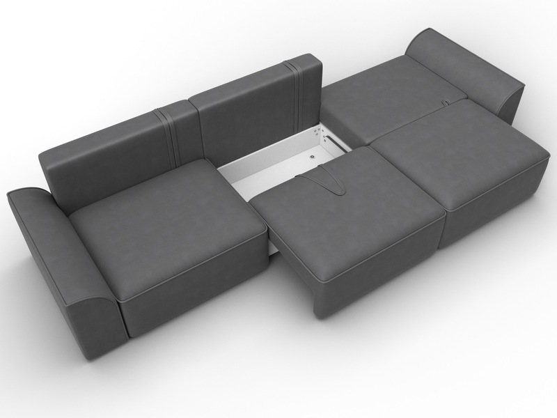 Диван прямой Лига-048 НПБ Лонг, Замша, JOLY 13 серый