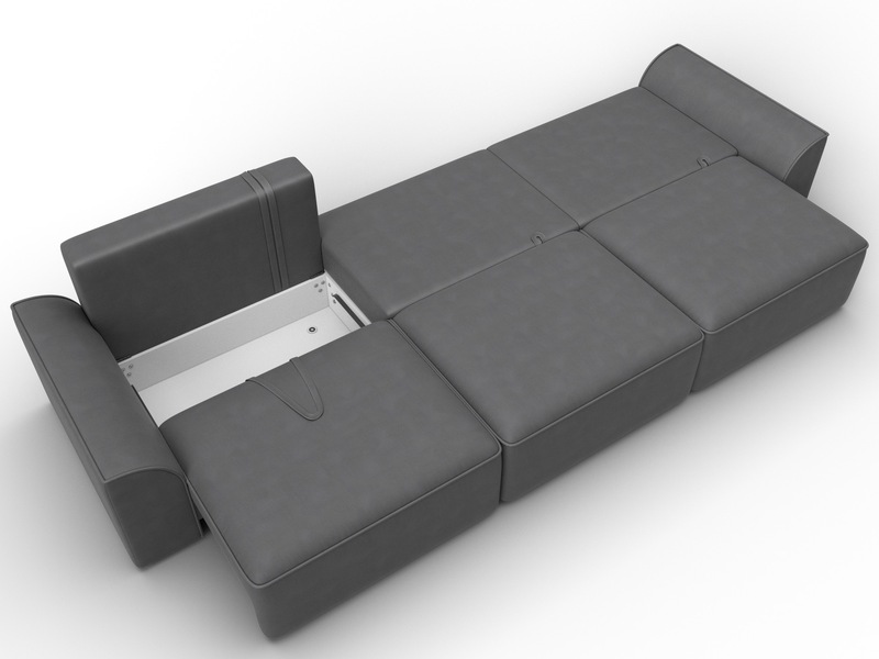 Диван прямой Лига-048 НПБ Лонг, Замша, JOLY 13 серый