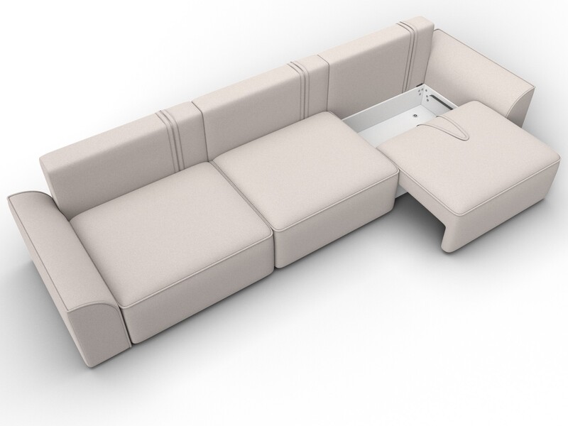 Диван прямой Лига-048 НПБ Лонг, Замша, JOLY 05 бежевый