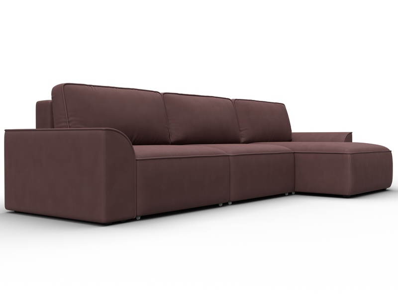 Диван угловой Лига-048 НПБ лонг, Замша, JOLY 09 бордовый