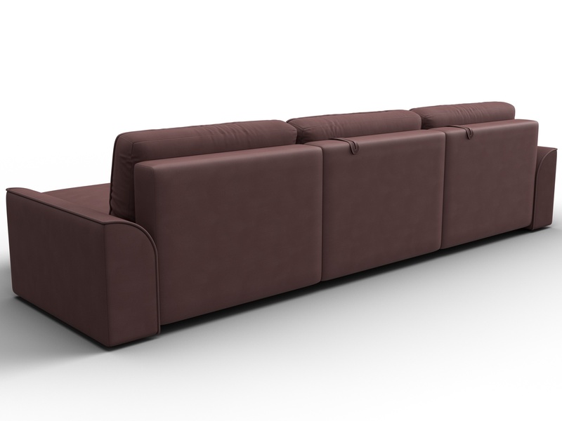 Диван угловой Лига-048 НПБ лонг, Замша, JOLY 09 бордовый