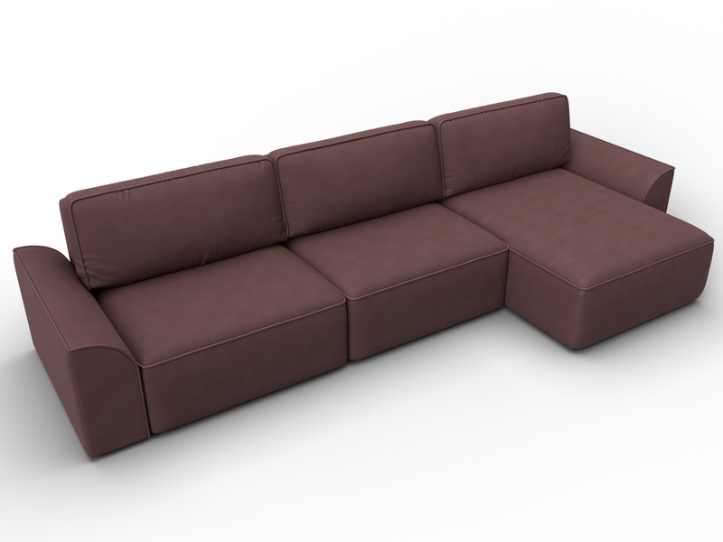 Диван угловой Лига-048 НПБ лонг, Замша, JOLY 09 бордовый