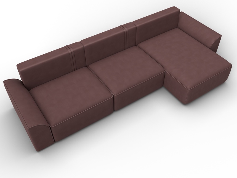 Диван угловой Лига-048 НПБ лонг, Замша, JOLY 09 бордовый
