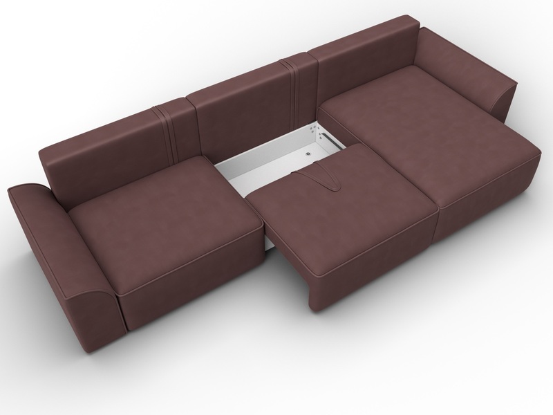 Диван угловой Лига-048 НПБ лонг, Замша, JOLY 09 бордовый
