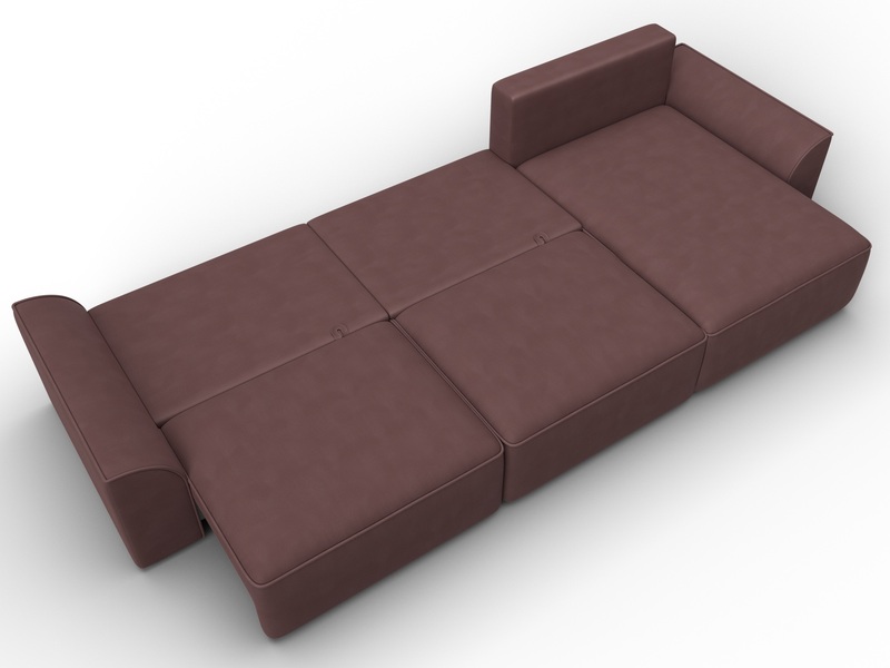 Диван угловой Лига-048 НПБ лонг, Замша, JOLY 09 бордовый