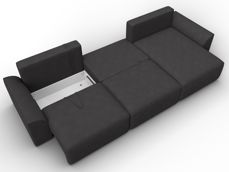 Диван угловой Лига-048 НПБ лонг, Замша, JOLY 08 коричневый