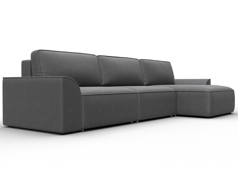 Диван угловой Лига-048 НПБ лонг, Замша, JOLY 13 серый