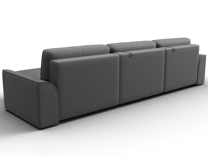 Диван угловой Лига-048 НПБ лонг, Замша, JOLY 13 серый