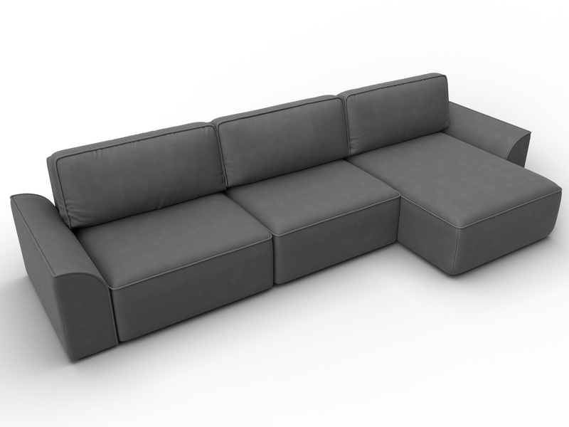 Диван угловой Лига-048 НПБ лонг, Замша, JOLY 13 серый