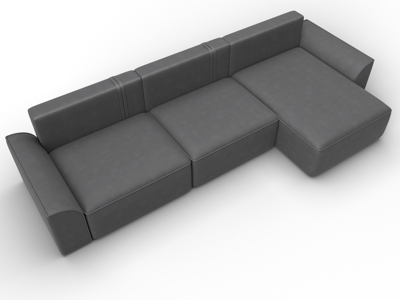 Диван угловой Лига-048 НПБ лонг, Замша, JOLY 13 серый