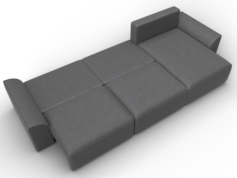 Диван угловой Лига-048 НПБ лонг, Замша, JOLY 13 серый