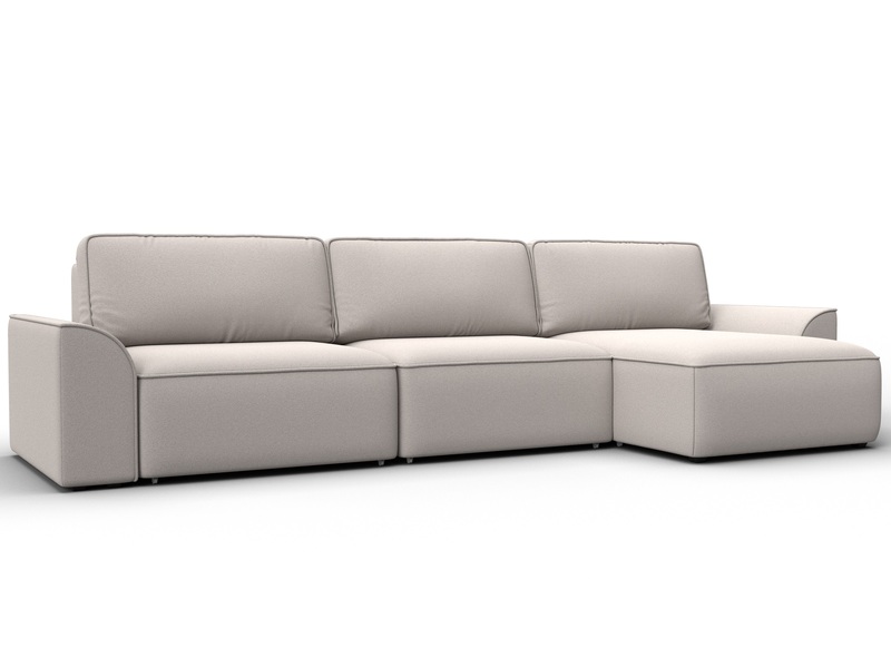 Диван угловой Лига-048 НПБ лонг, Замша, JOLY 05 бежевый