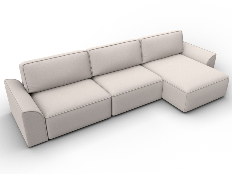 Диван угловой Лига-048 НПБ лонг, Замша, JOLY 05 бежевый