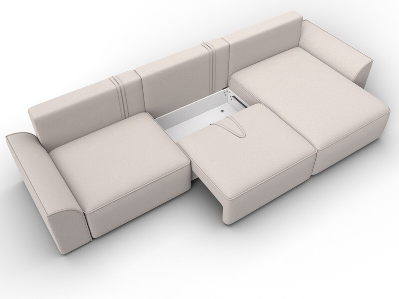 Диван угловой Лига-048 НПБ лонг, Замша, JOLY 05 бежевый