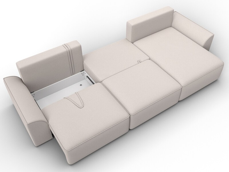 Диван угловой Лига-048 НПБ лонг, Замша, JOLY 05 бежевый