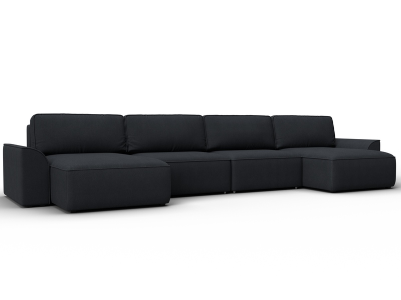 Диван П-образный Лига-048 НПБ лонг, Замша, JOLY 16 темно-серый