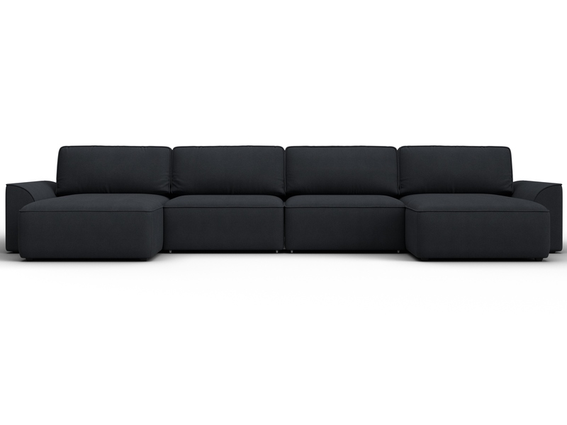 Диван П-образный Лига-048 НПБ лонг, Замша, JOLY 16 темно-серый