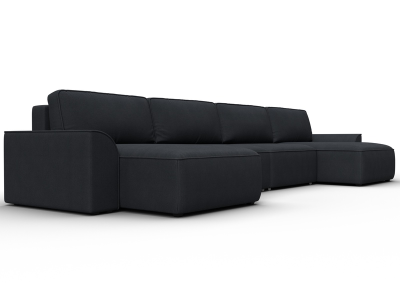 Диван П-образный Лига-048 НПБ лонг, Замша, JOLY 16 темно-серый