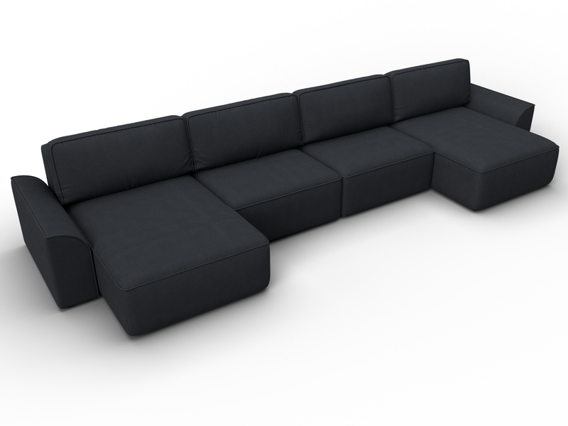 Диван П-образный Лига-048 НПБ лонг, Замша, JOLY 16 темно-серый