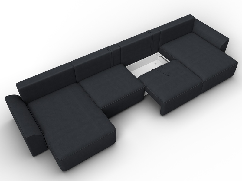 Диван П-образный Лига-048 НПБ лонг, Замша, JOLY 16 темно-серый