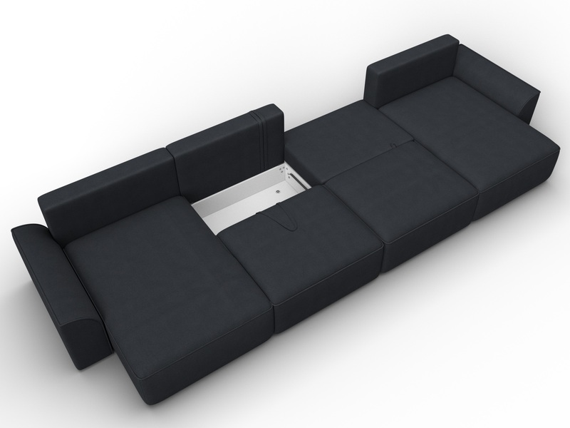 Диван П-образный Лига-048 НПБ лонг, Замша, JOLY 16 темно-серый