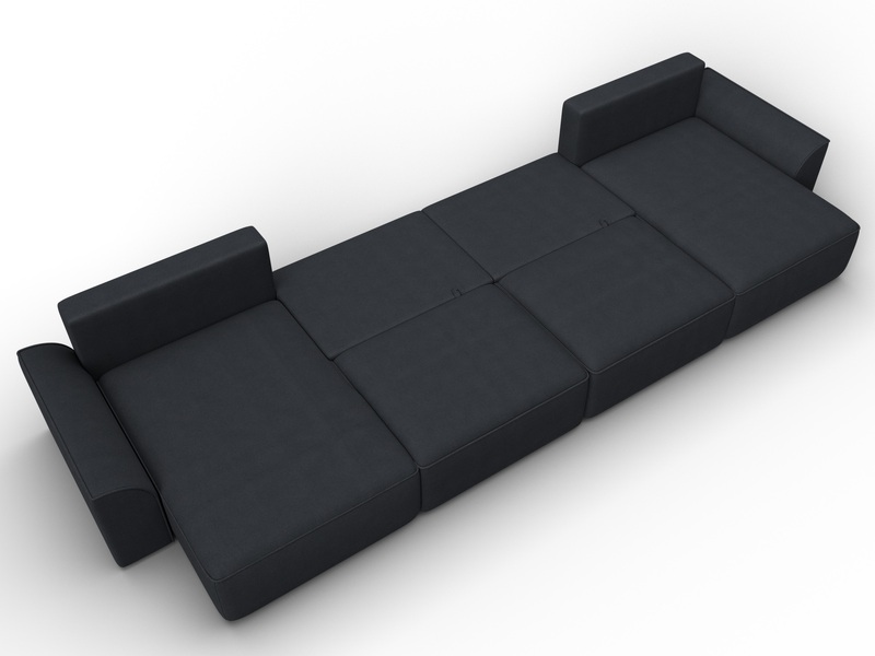 Диван П-образный Лига-048 НПБ лонг, Замша, JOLY 16 темно-серый