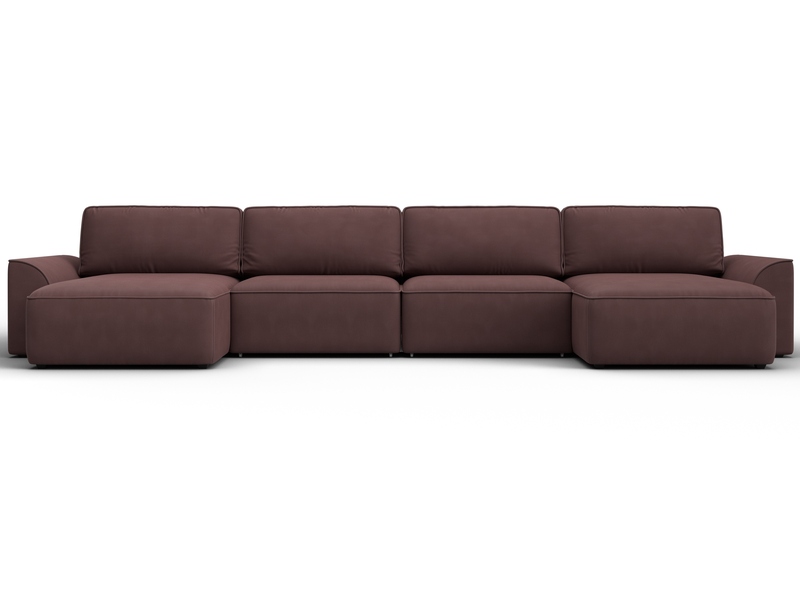 Диван П-образный Лига-048 НПБ лонг, Замша, JOLY 09 бордовый