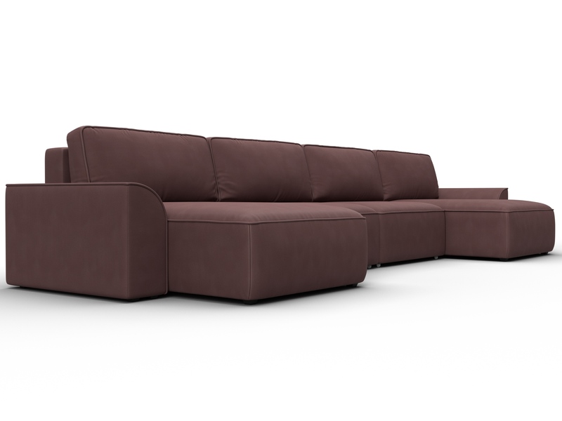 Диван П-образный Лига-048 НПБ лонг, Замша, JOLY 09 бордовый