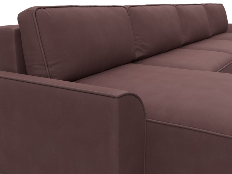 Диван П-образный Лига-048 НПБ лонг, Замша, JOLY 09 бордовый