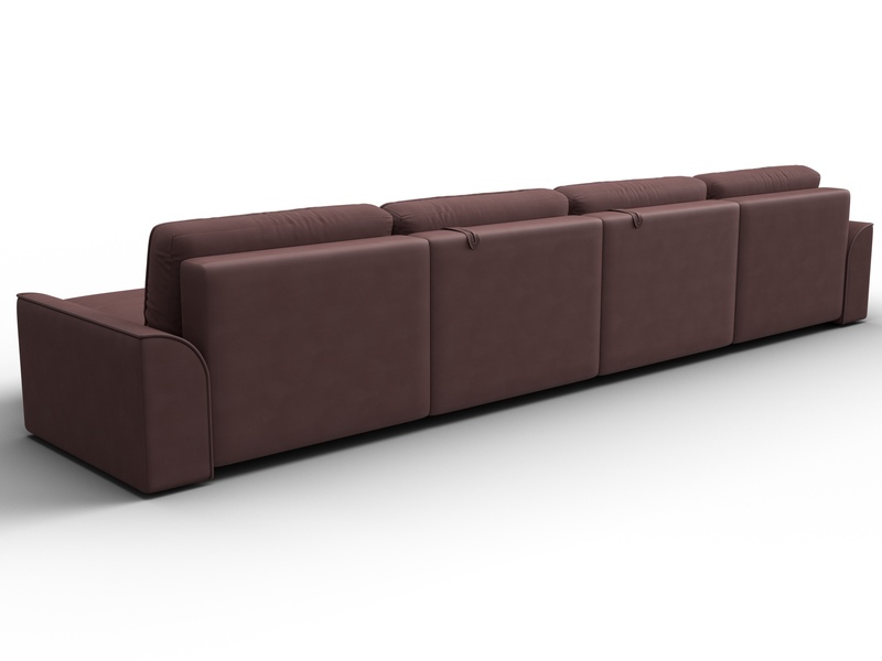 Диван П-образный Лига-048 НПБ лонг, Замша, JOLY 09 бордовый