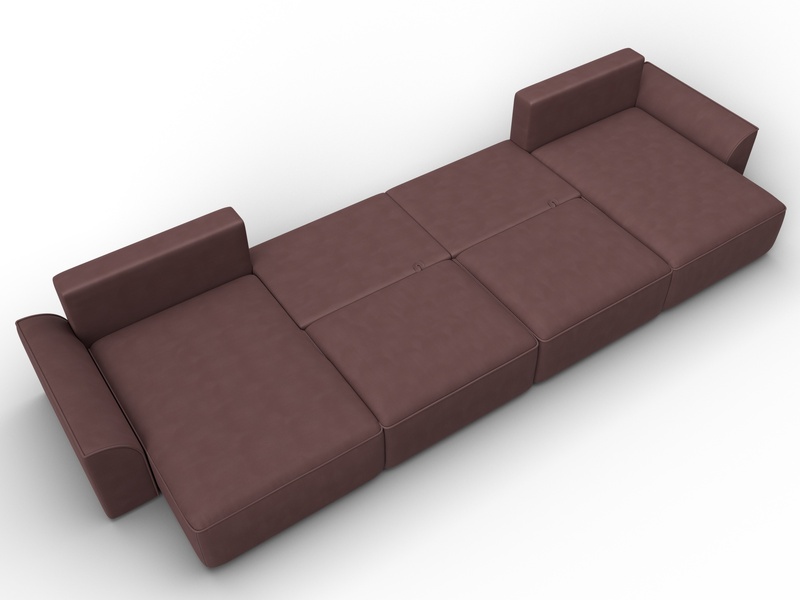 Диван П-образный Лига-048 НПБ лонг, Замша, JOLY 09 бордовый