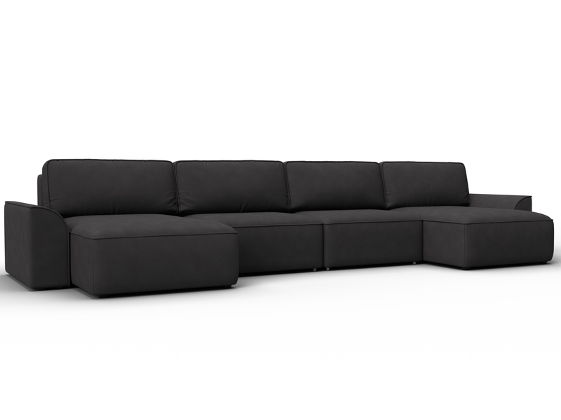 Диван П-образный Лига-048 НПБ лонг, Замша, JOLY 08 коричневый