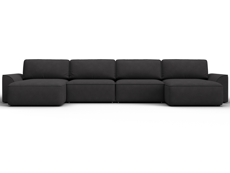 Диван П-образный Лига-048 НПБ лонг, Замша, JOLY 08 коричневый