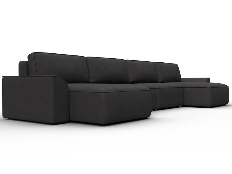 Диван П-образный Лига-048 НПБ лонг, Замша, JOLY 08 коричневый