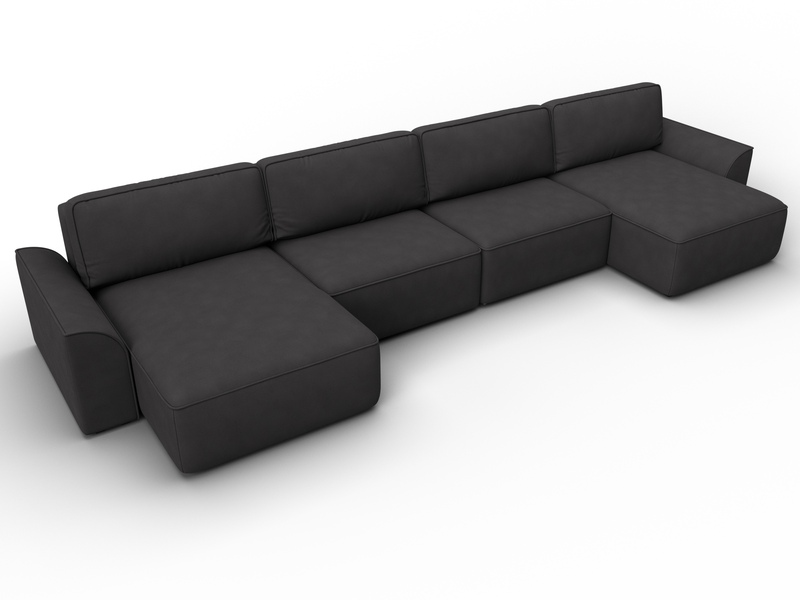 Диван П-образный Лига-048 НПБ лонг, Замша, JOLY 08 коричневый