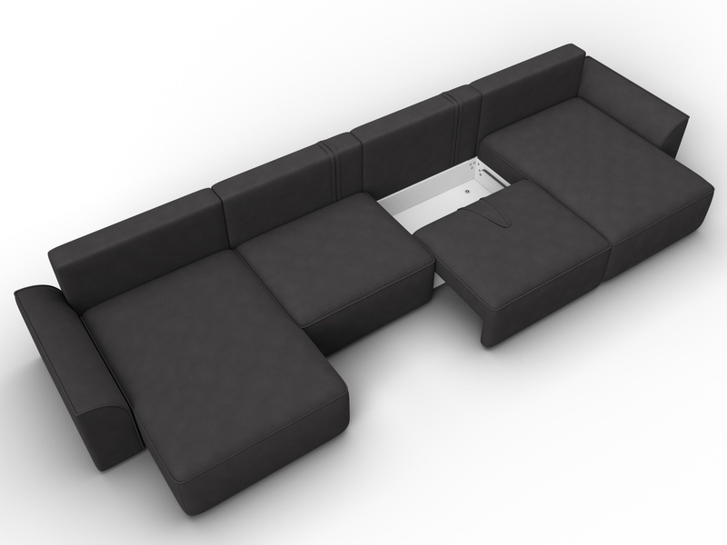 Диван П-образный Лига-048 НПБ лонг, Замша, JOLY 08 коричневый