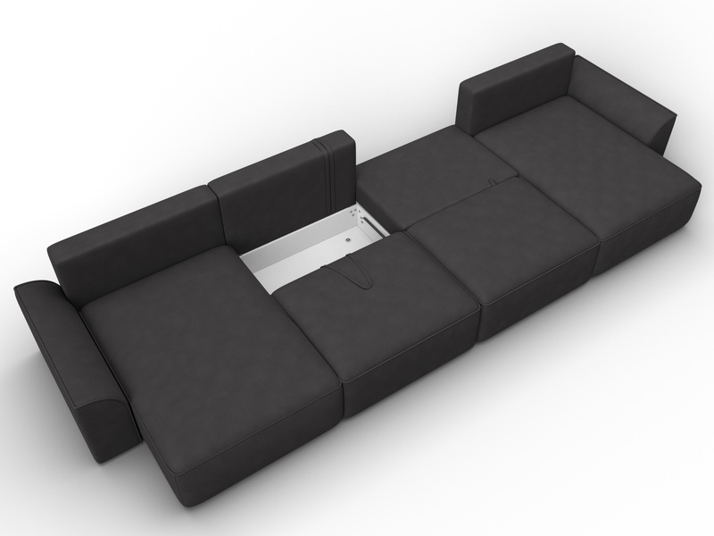 Диван П-образный Лига-048 НПБ лонг, Замша, JOLY 08 коричневый