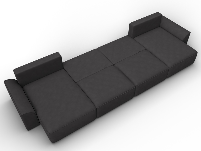 Диван П-образный Лига-048 НПБ лонг, Замша, JOLY 08 коричневый