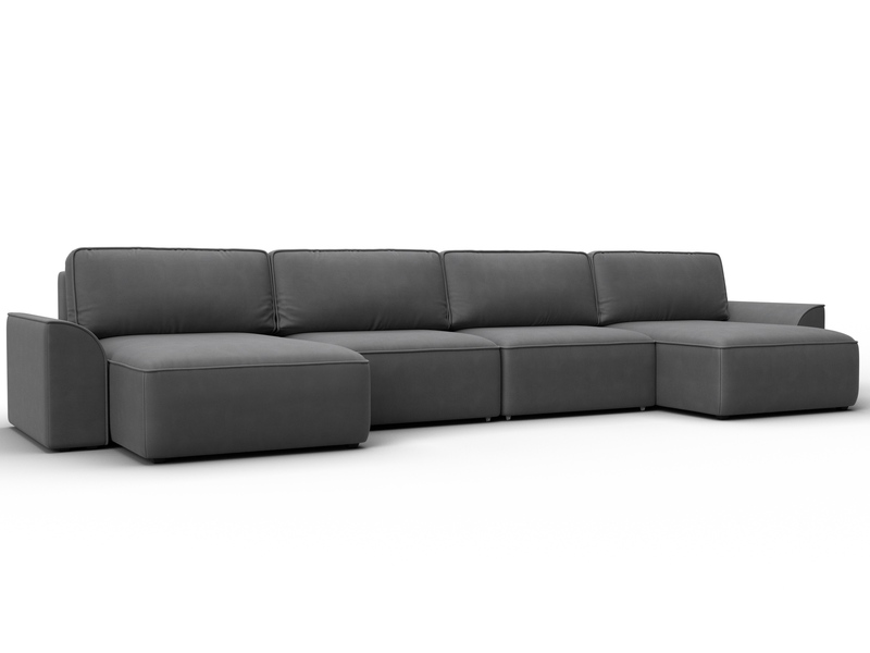 Диван П-образный Лига-048 НПБ лонг, Замша, JOLY 13 серый