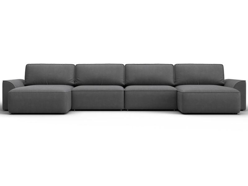 Диван П-образный Лига-048 НПБ лонг, Замша, JOLY 13 серый