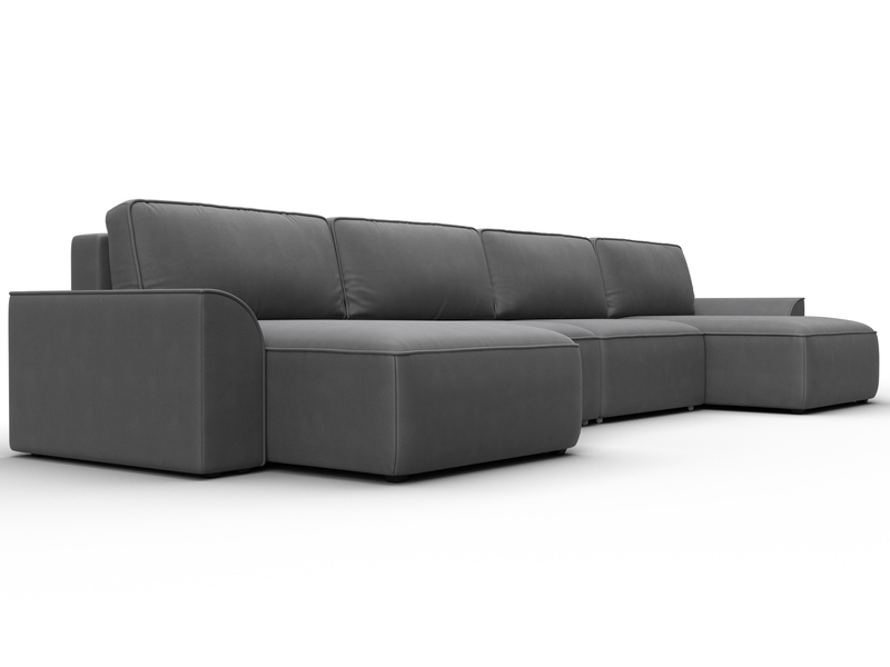 Диван П-образный Лига-048 НПБ лонг, Замша, JOLY 13 серый