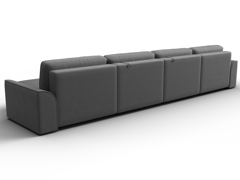 Диван П-образный Лига-048 НПБ лонг, Замша, JOLY 13 серый