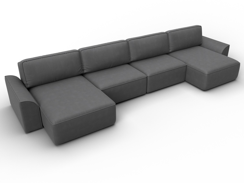 Диван П-образный Лига-048 НПБ лонг, Замша, JOLY 13 серый