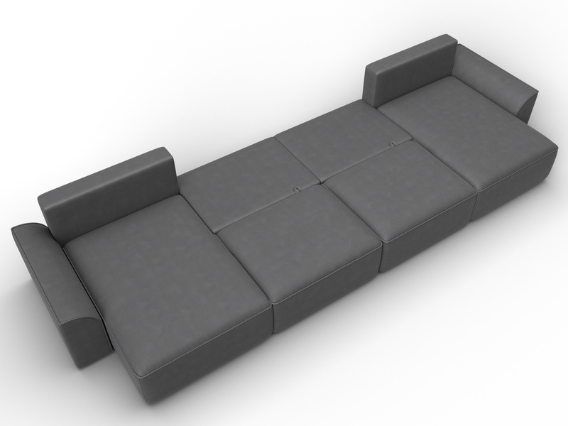 Диван П-образный Лига-048 НПБ лонг, Замша, JOLY 13 серый