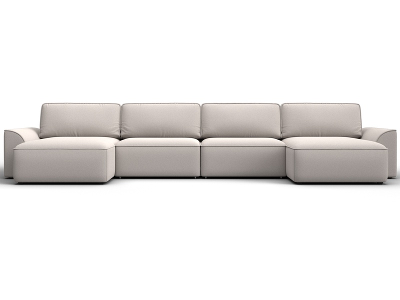 Диван П-образный Лига-048 НПБ лонг, Замша, JOLY 05 бежевый