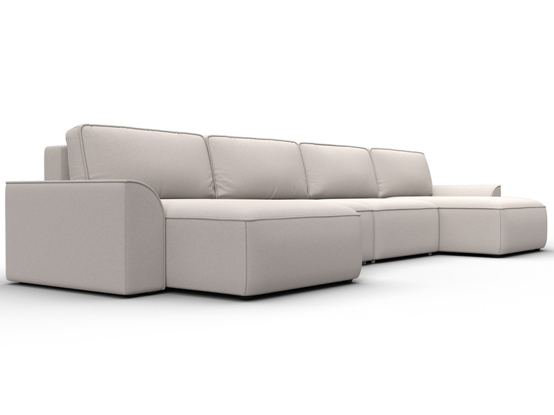 Диван П-образный Лига-048 НПБ лонг, Замша, JOLY 05 бежевый