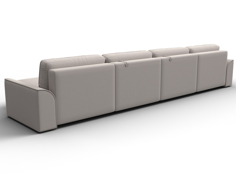 Диван П-образный Лига-048 НПБ лонг, Замша, JOLY 05 бежевый