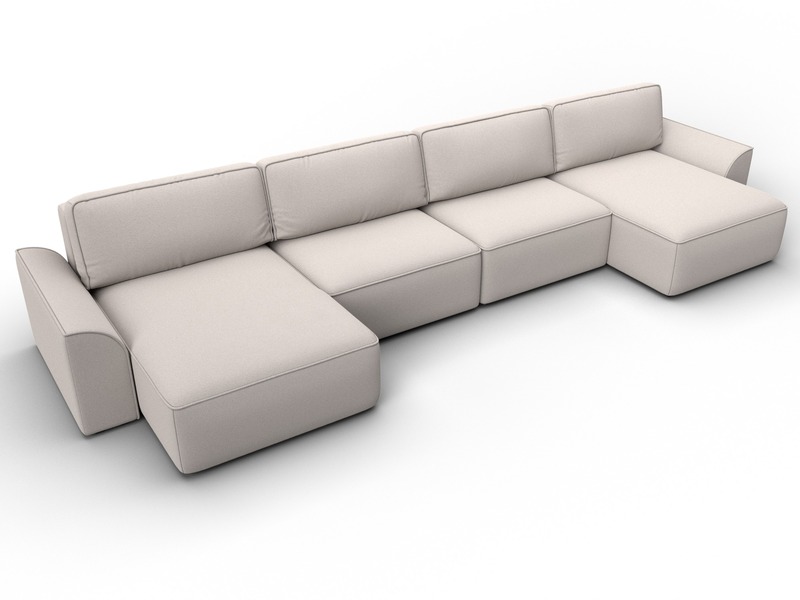 Диван П-образный Лига-048 НПБ лонг, Замша, JOLY 05 бежевый